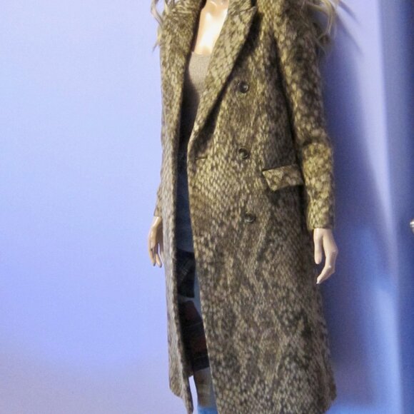 & OTHER STORIES DOUBLE BREASTED WOOL SNAKE PRINT LONG COAT PARIS ATELIER - Picture 4 of 14